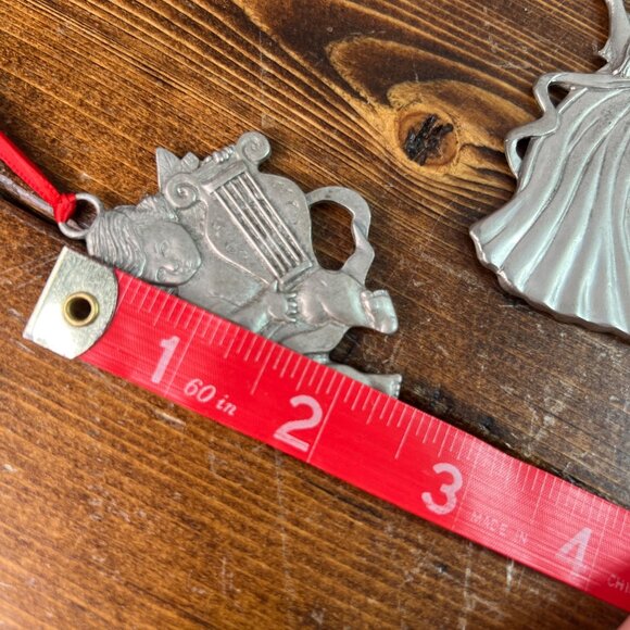 Seagull Pewter Angel & Cherub Christmas Ornaments Set Of 3 Red Ribbon Canada - Picture 9 of 12